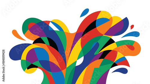 Vibrant Abstract Color Burst Design with Dynamic Overlapping Organic Shapes. Creative Colorful Splash Illustration on White Background.