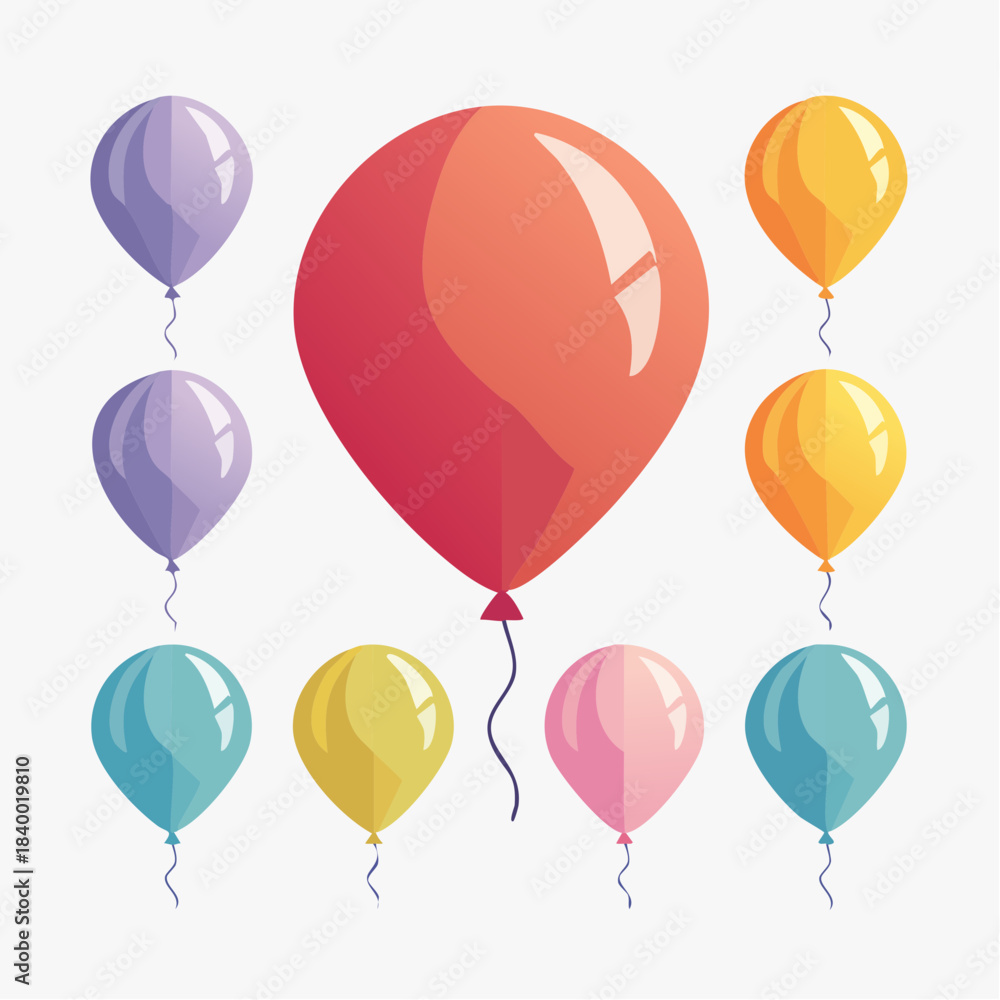 Naklejka premium Collection of colorful balloons floating in the air for celebration and decoration purposes