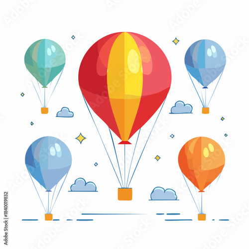 Vibrant hot air balloons soaring through the sky, illustrating adventure and travel experiences