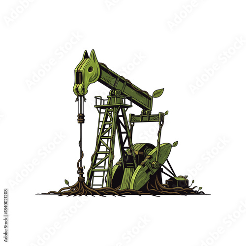 Pump Jack icon flat vector design.