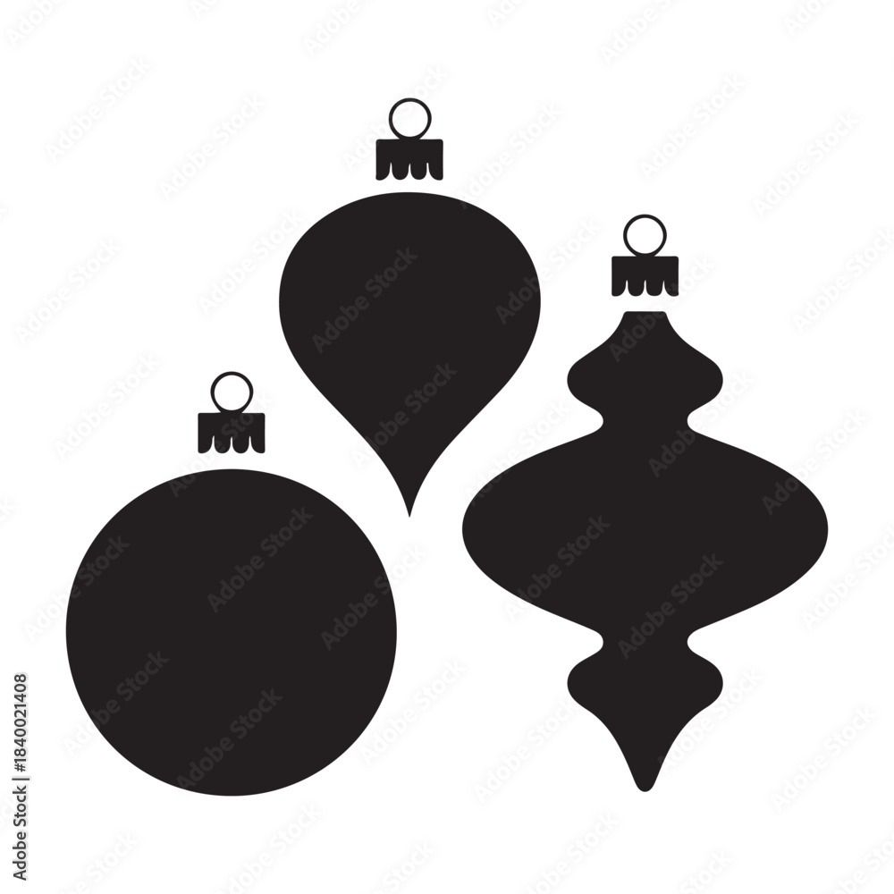 Fototapeta premium Festive ornament hanging smooth elegant holiday seasonal decoration silhouette vector design