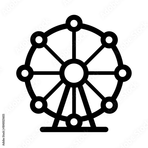 Minimalist ferris wheel amusement ride vector icon