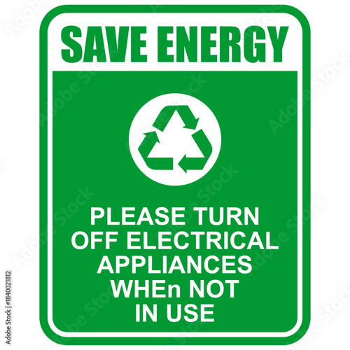 Save Energy, sign and label vector