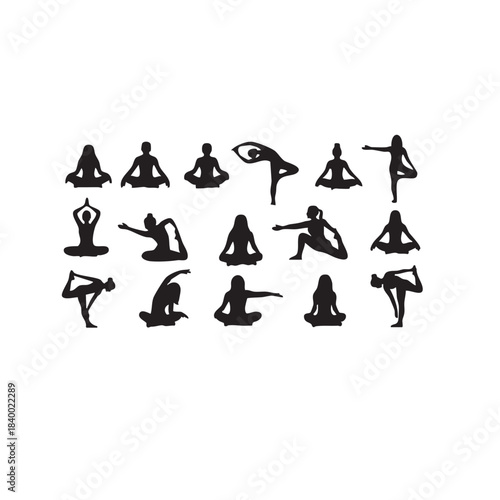 Yoga poses silhouette collection