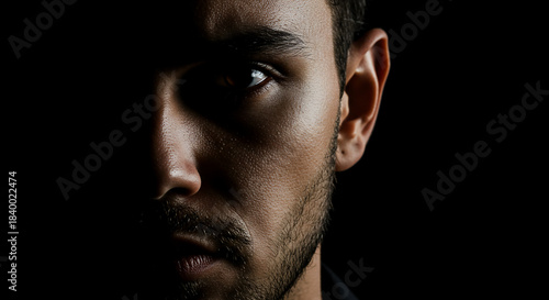 Man in shadow dramatic portrait