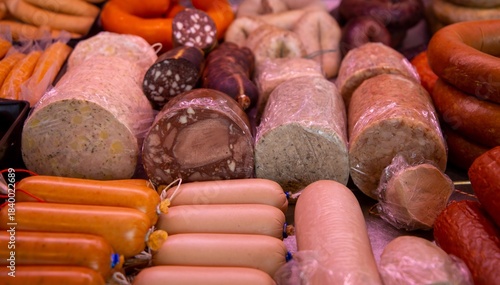 Wursttheke in einer Metzgerei