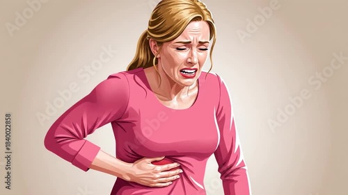 Woman Experiencing Stomach Pain: A Visual Representation of Abdominal Discomfort