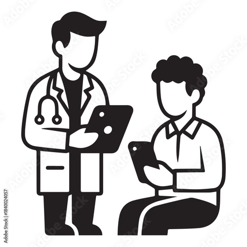 E-Health Doctor Patient Telemedicine Consultation Silhouette