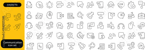Communication set of web icons in line style. Speaking signs for web and mobile app. Contact us, discussion, speech bubble, talking, consultation, conversation chat. Vector illustration