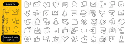 Communication set of web icons in line style. Speaking signs for web and mobile app. Contact us, discussion, speech bubble, talking, consultation, conversation chat. Vector illustration