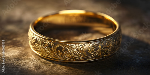 Engraved Gold Ring in Spotlight – High Detail Jewelry Mockup
