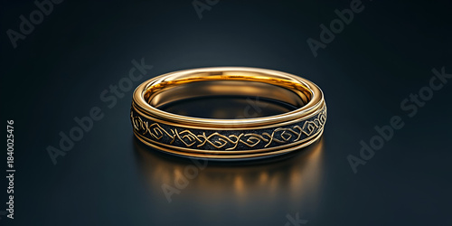 Engraved Gold Ring in Spotlight – High Detail Jewelry Mockup