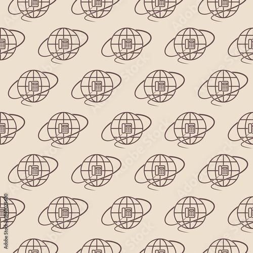 Old phone and globe seamless pattern isolated on color background
