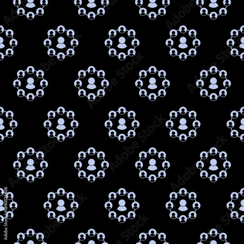 Social network circle seamless pattern isolated on black background