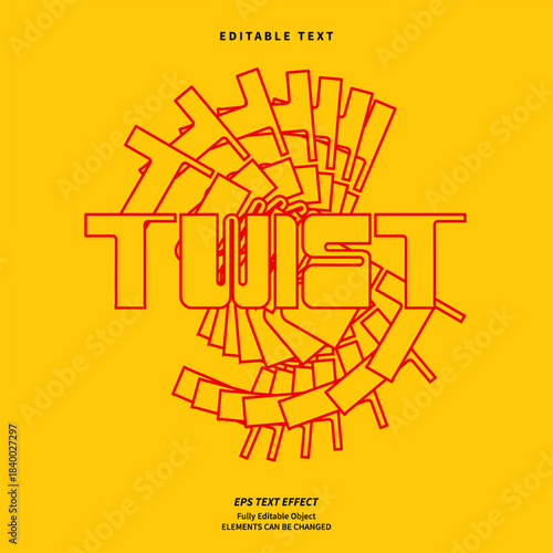 Editable Text Effect Vector of Red Yellow Stacked layer twist Poster design typography for poster, brochure, advertising, display