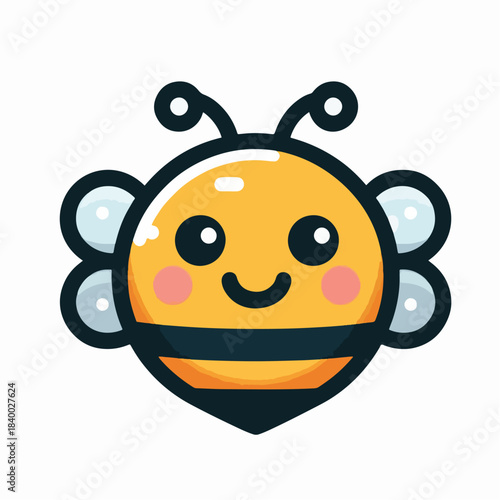 Adorable Cartoon Bee Illustration with Cheerful Expression and Bright Colors.