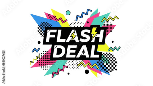 Flash Deal Promotion Announcement with Lightning Bolt Symbol and Bold Text.