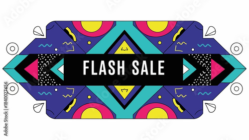 Flash Sale Banner with Geometric Design and Bold Colors.