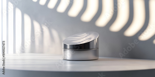 Face Cream Jar Mockup in Minimal Curved Wall Setting