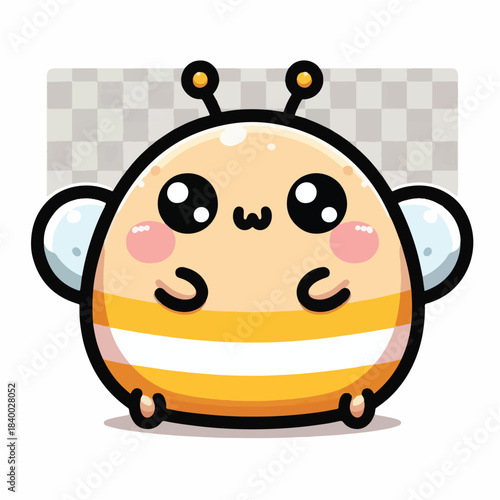 Cute cartoon bee with big eyes and adorable expression.