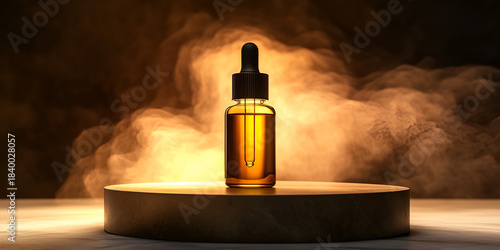 Face Serum Dropper Bottle on Smooth Stone Surface