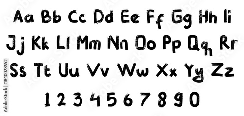 Bold grunge fonts with lowercase and uppercase letters. Brush-drawn grunge typography for collages and poster designs. Stencil graffiti fonts. Rustic style capital letters with bold strokes.