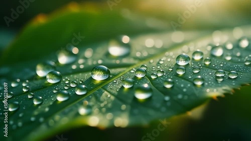 Dew Drops on Leaf Macro Motion