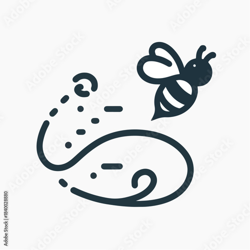 Stylized Bee Flying in a Looping Path.