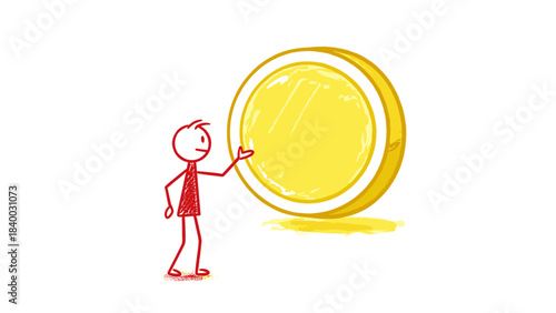 Female hand holding a coin vector illustration cartoon drawing symbol icon