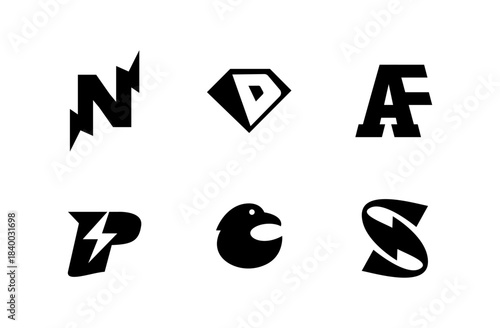 Abstract Letter Logos and Symbolic Icons Vector Set for Branding