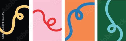 Minimalist Wavy Line Poster Collection | Colorful Abstract Backgrounds for Modern Art, Party Flyers, Sale Banners, and Creative Social Media Templates
Each panel uses a different color scheme, with th
