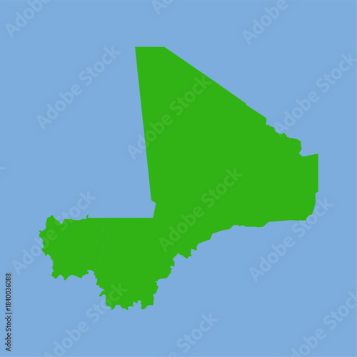 Mali Map - Green World Map International vector template with High detailed isolated on blue background - Vector