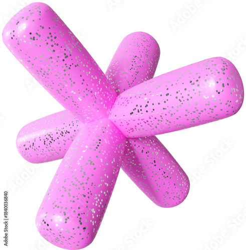 3D Playful pink colorful shape, creative graphic abstract form isolated clipart. Render of geometric modern y2k illustration