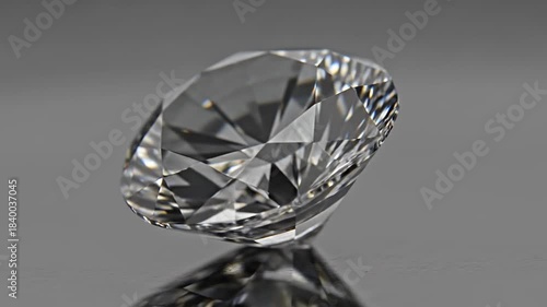 Sparkling Diamond Gemstone Reflecting Light on a Smooth Surface.