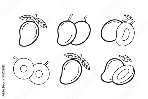 Fresh mango symbols for grocery apps, culinary dashboards and produce layouts