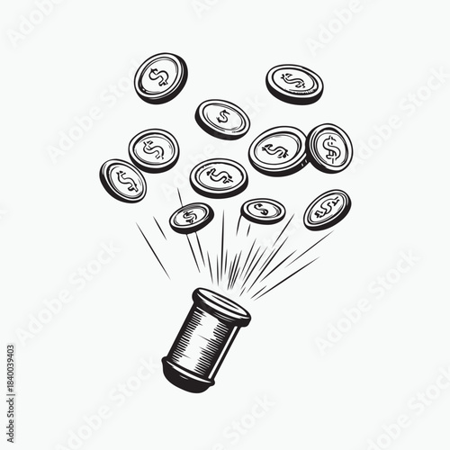 vector illustration of a magnet attracting dollar coins