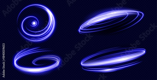 Blue light speed effect. Neon glow game asset