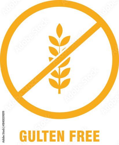 Gluten free symbol wheat icon with prohibition sign vector illustration for food labeling and dietary restrictions