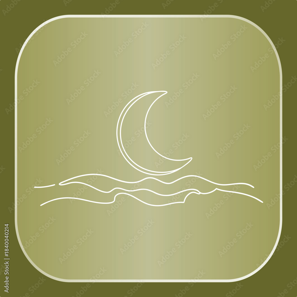 Obraz premium Simple Drawing of Moon and Waves