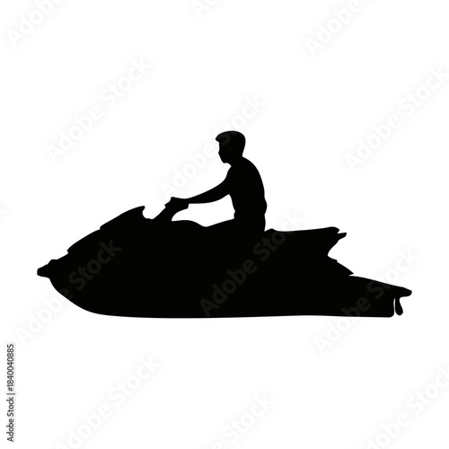 Jet Ski Rider Silhouette BLACK