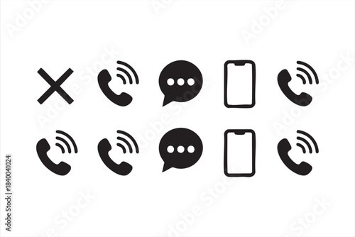 Minimal Device and Messaging Icons for Mobile UI Systems
