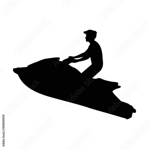 Jet Ski Rider Silhouette BLACK