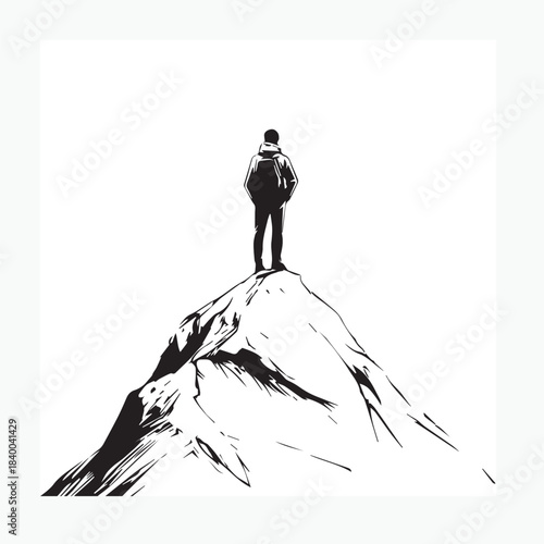 silhouette of a man in the mountains