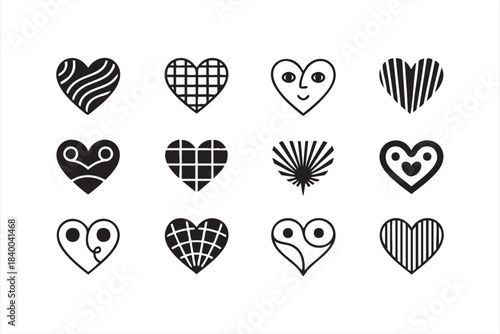 Decorative Heart Symbol Set for Valentine Graphics and UI Elements