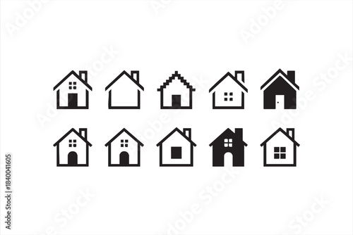 Home and Property Icons for Real Estate Apps and Web Interfaces