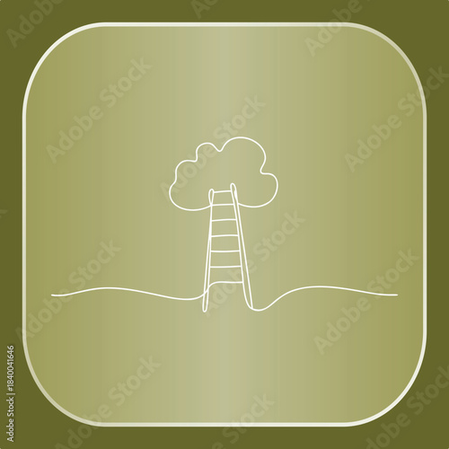 Continuous Line Drawing of a Ladder Ascending to a Cloud, Symbolizing Ambition, Success, and Future Goal