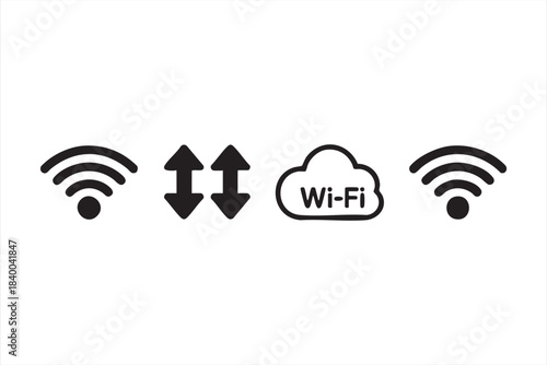Wireless Internet Icon Set for UI Kits and Tech Interfaces