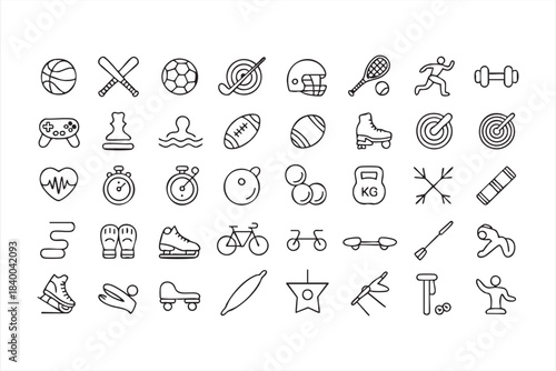 Athletic Equipment and Activity Symbols for Exercise Dashboards