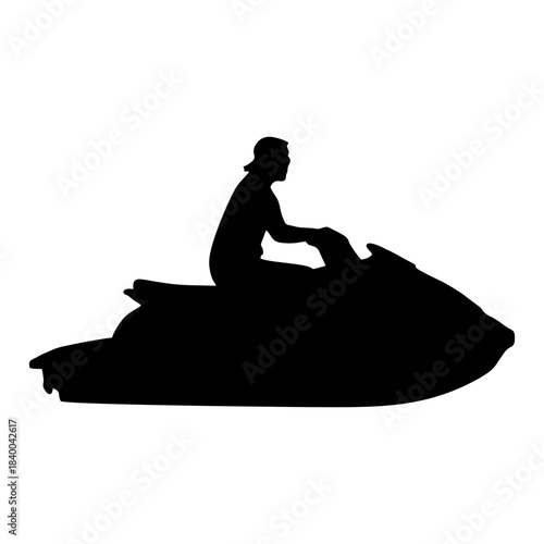 Jet Ski Rider Silhouette BLACK