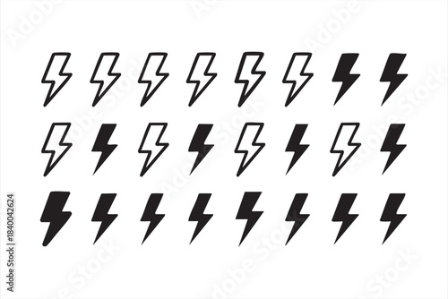 Lightning Bolt Energy Icons for Power UI and Electric Themes